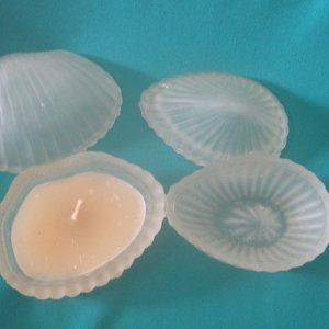 Frosted Glass Clam Shells with Candle